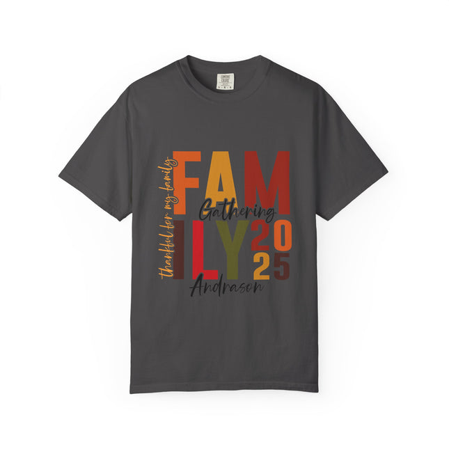 Family Gathering 2025 T-Shirt — Personalized 'Thankful & Grateful' Fall Reunion Tee